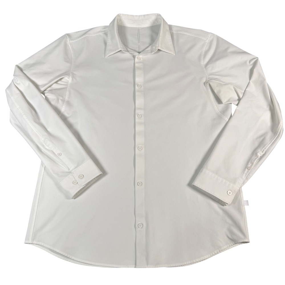 Lululemon Button Down Shirt Men XL White Technical Blend Classic Minimalist Luxe